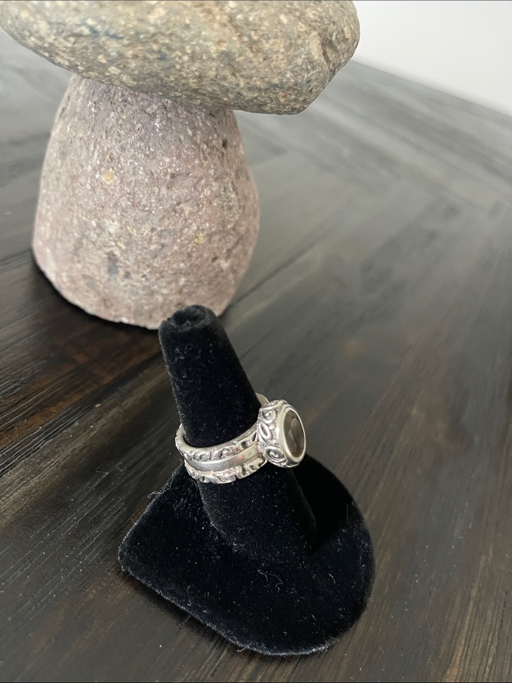 Silpada Sterling Silver Smoky Quartz Oval Stackable Ring - Brown - Picture 2 of 6